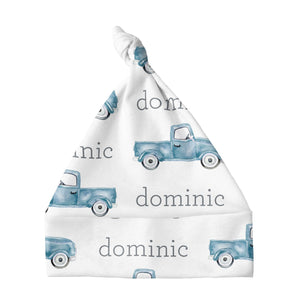 Sugar + Maple Personalized Knotted Baby Hat | Truck Blue