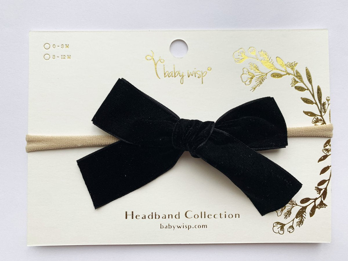 Baby Wisp Velvet Bow Headband / Black