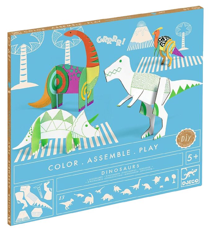Djeco DIY Cardboard Figure Coloring Kit / Dinosaurs