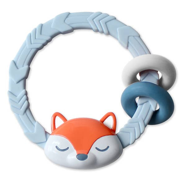 Itzy Ritzy Silicone Ritzy Rattle with Teething Rings / Fox