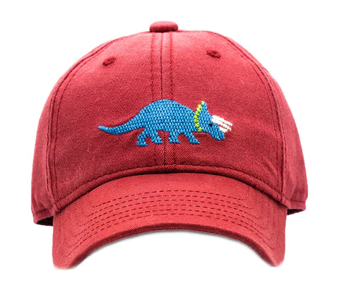 Kids Adjustable Baseball Hat / Triceratops - Weathered Red (1-10 Years)