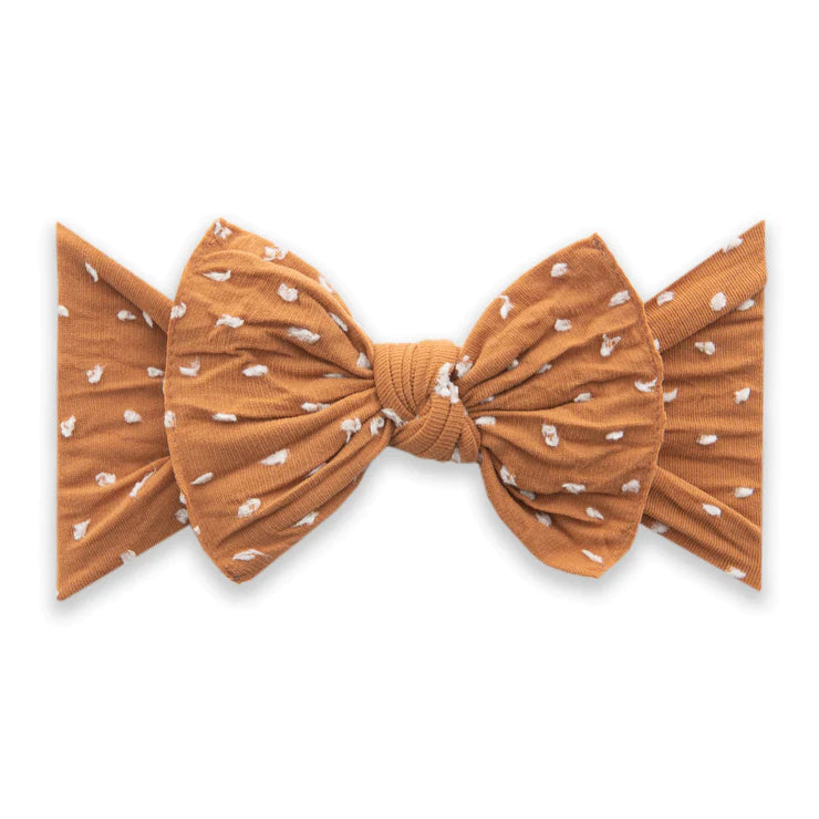 Baby Bling Patterned Shabby Knot Headband / Camel Dot