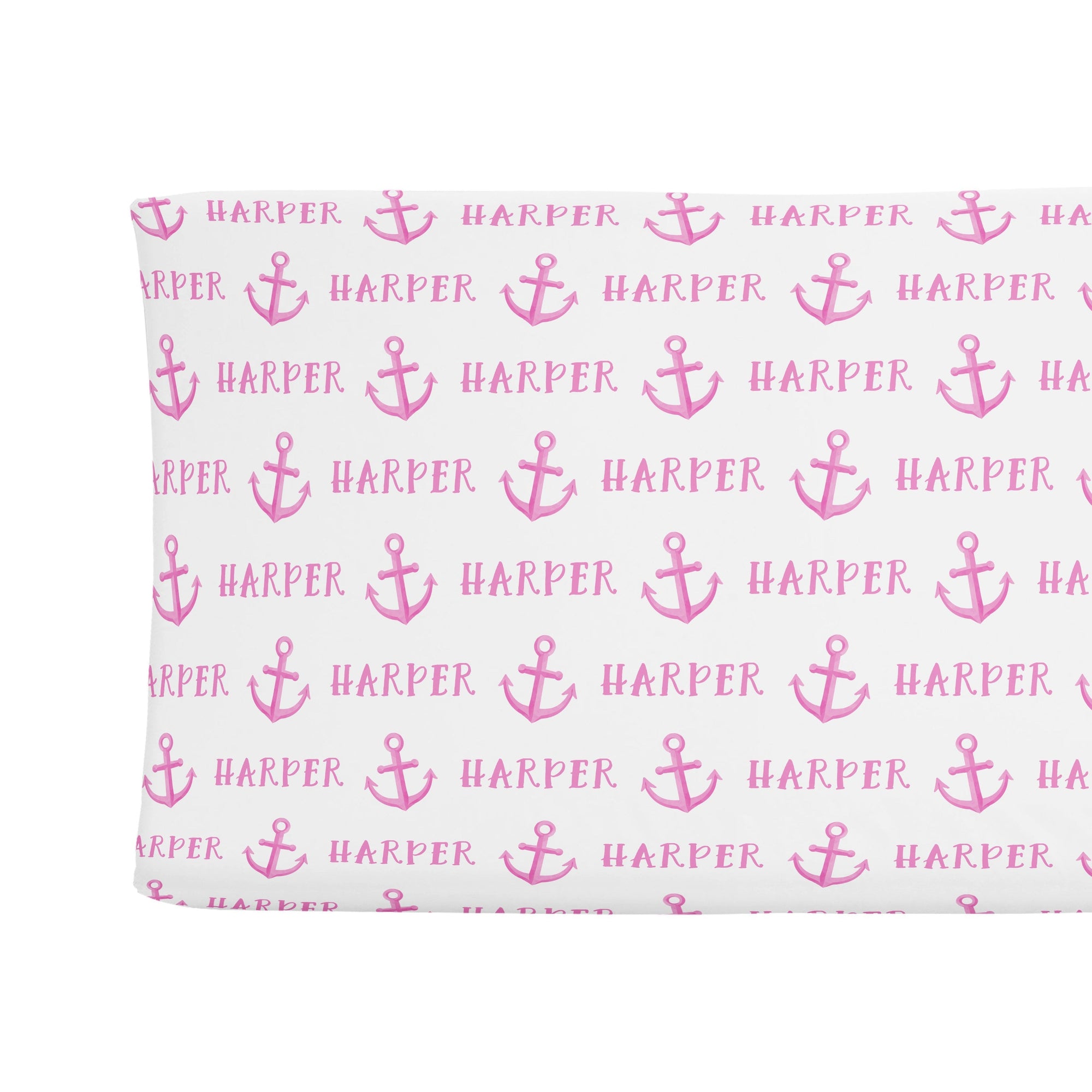 Sugar + Maple Personalized Changing Pad Cover | Anchor Pink