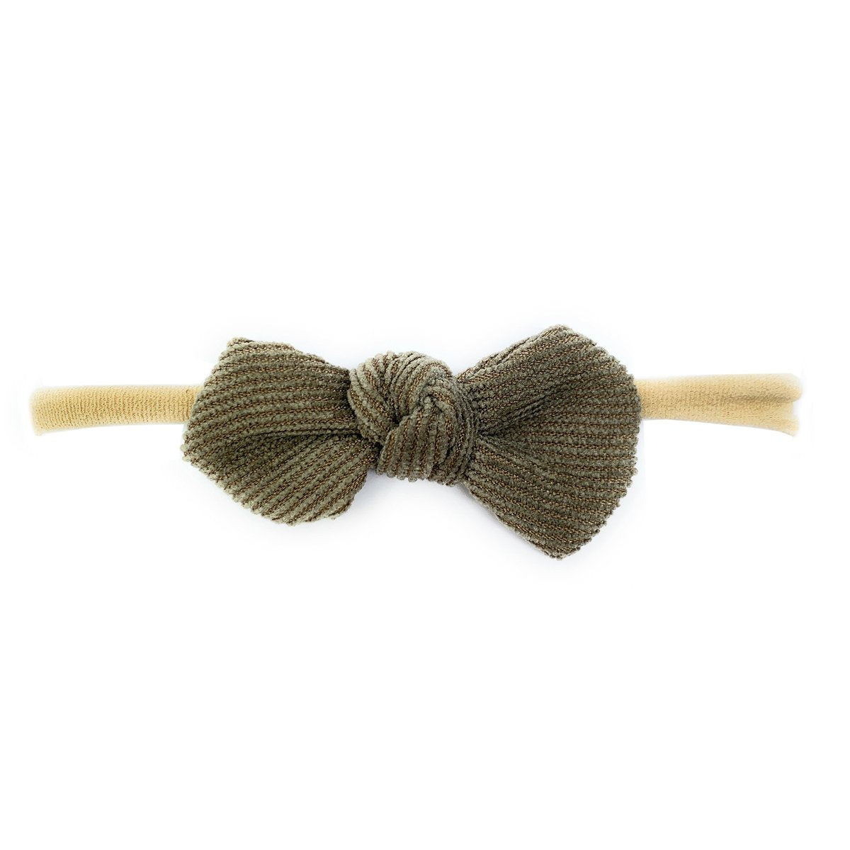 Baby Wisp Cordelia Corduroy Knot Bow Headband / Thyme