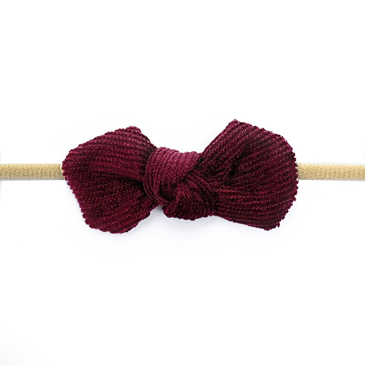 Baby Wisp Corduroy Knot Bow Headband / Burgundy