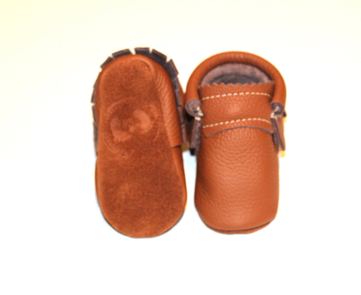 MishMoccs Leather Moccs / Mahogany - Double Trouble***