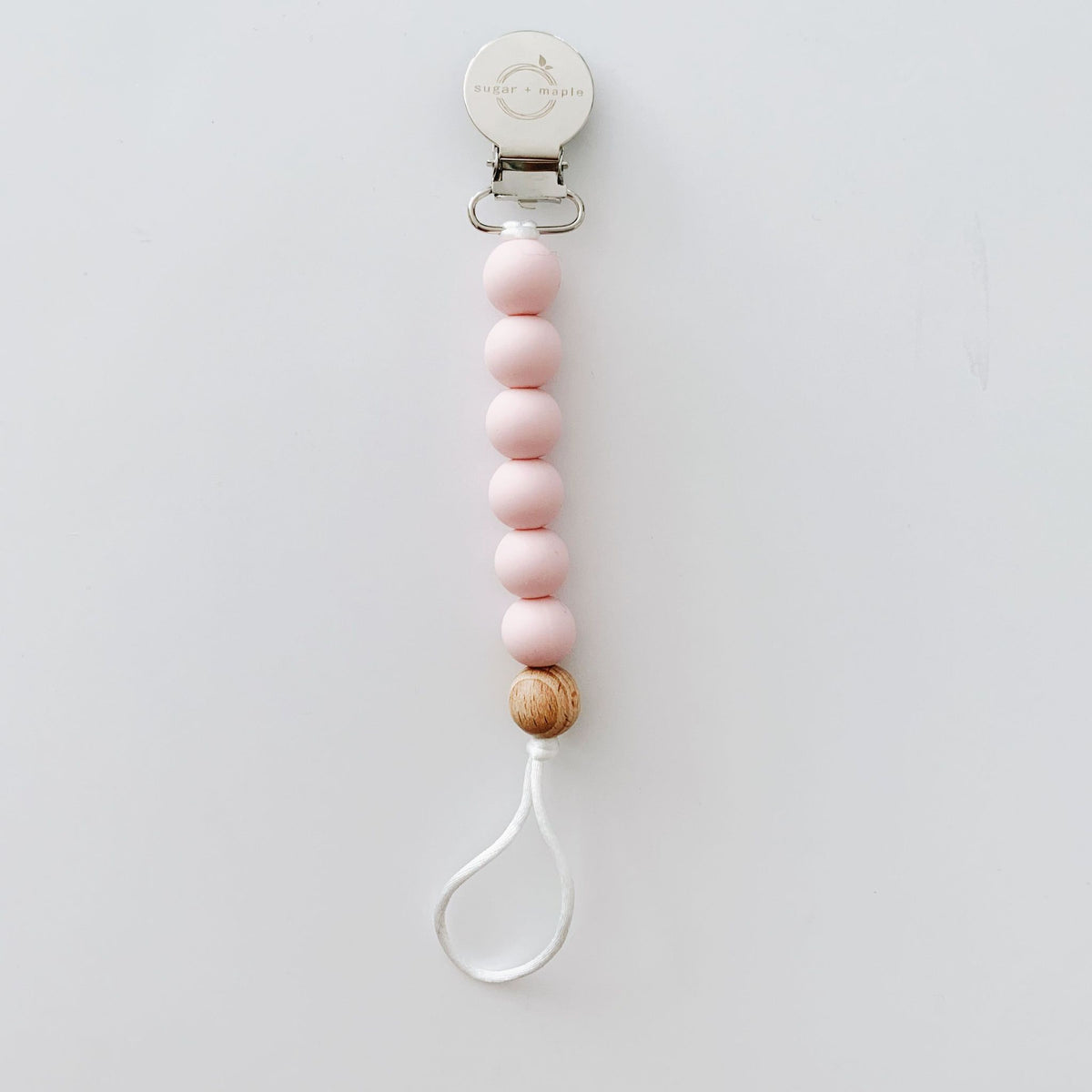 Sugar + Maple Silicone & Wood Pacifier Clip / Blush