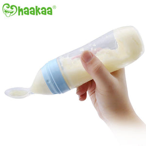 Haakaa Silicone Baby Food Dispensing Spoon with Cap / Grey