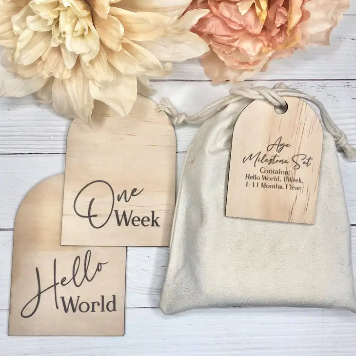 Wooden Milestone Disc 14 Piece Set / Arch Shape