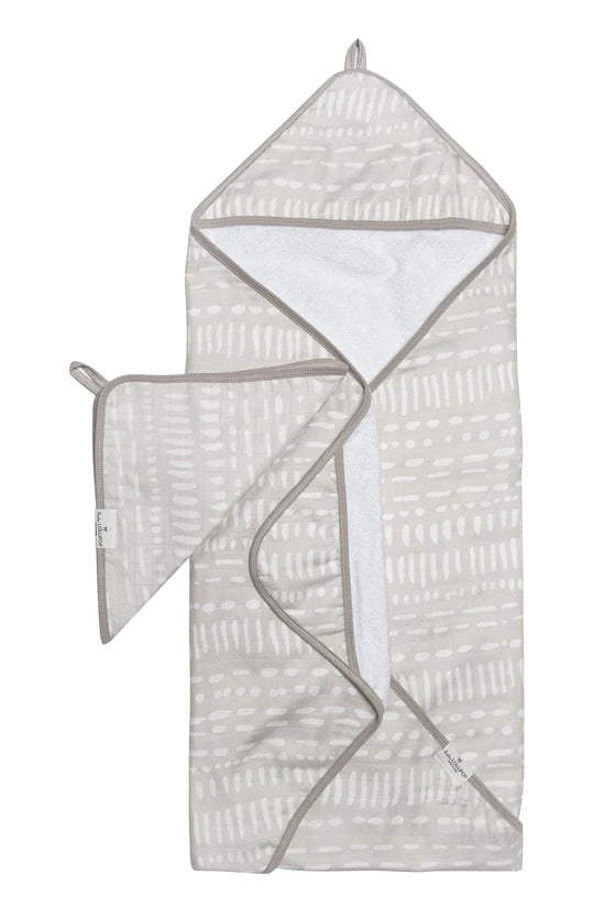 LouLou Lollipop Hooded Towel Set / Grey Mudcloth