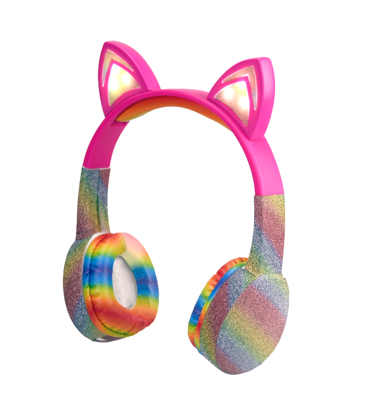 Stereo Bluetooth Headphones / Cat with Rainbow Glitter