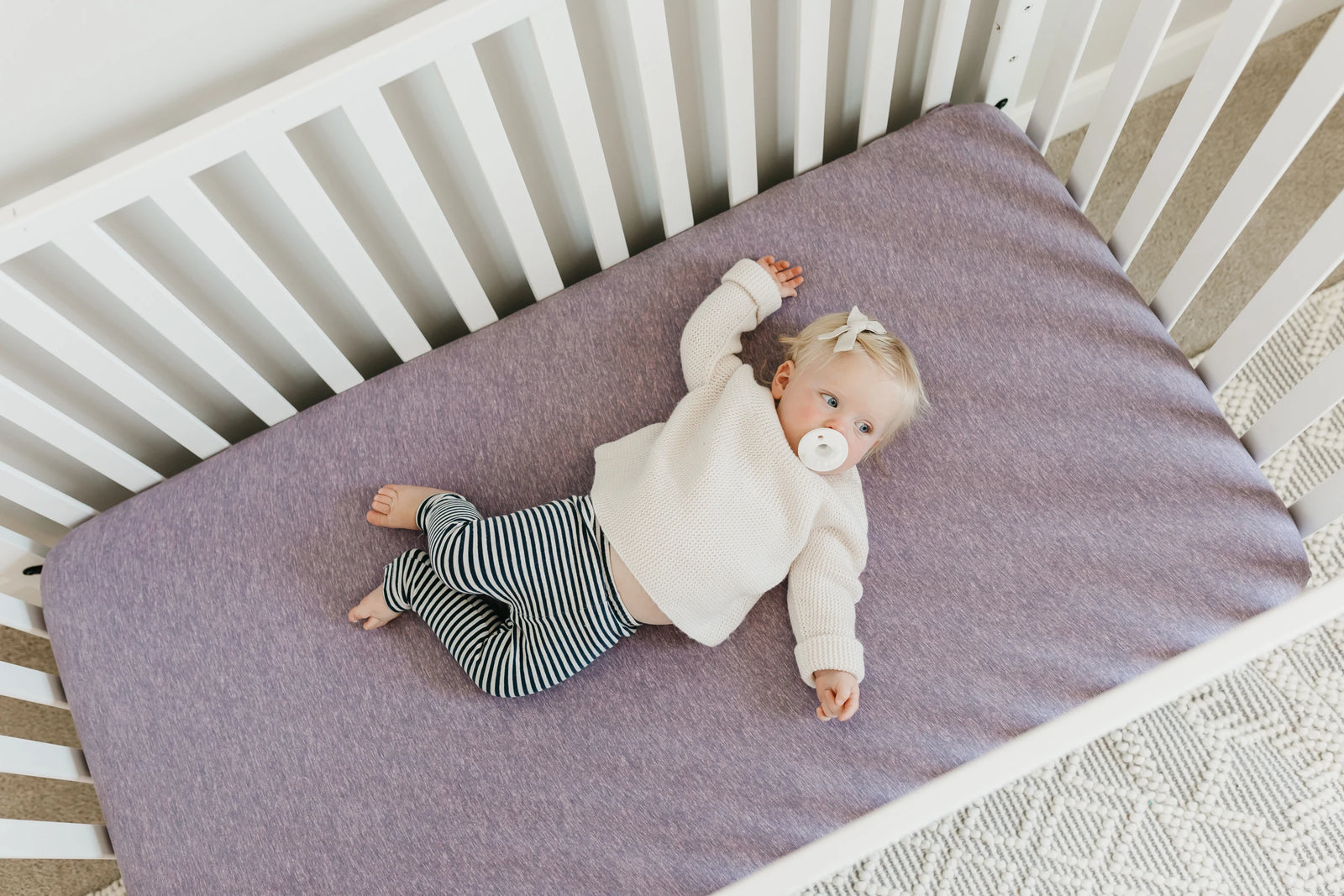 Copper Pearl Premium Knit Fitted Crib Sheet / Violet