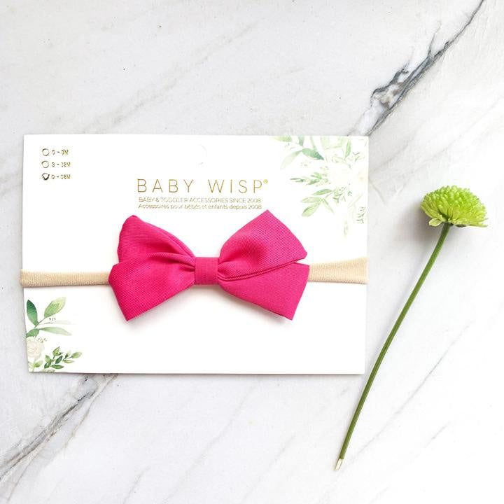 Baby Wisp Emma Bow Headband / Dark Pink