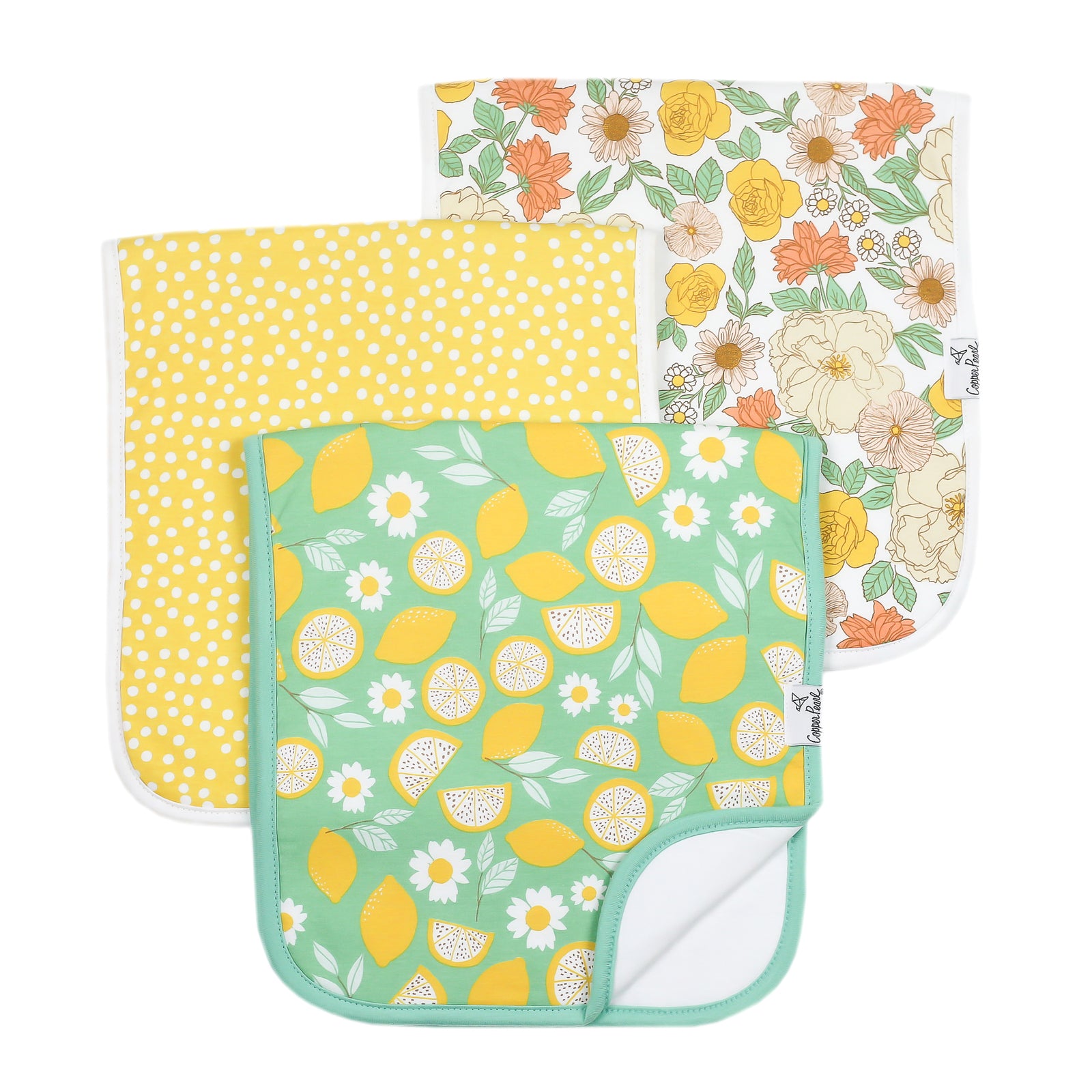 Copper Pearl Premium Burp Cloth Set / Lemon