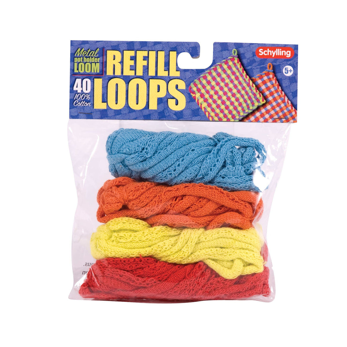 Metal Pot Holder Loom Refill / Blue, Orange, Yellow & Red