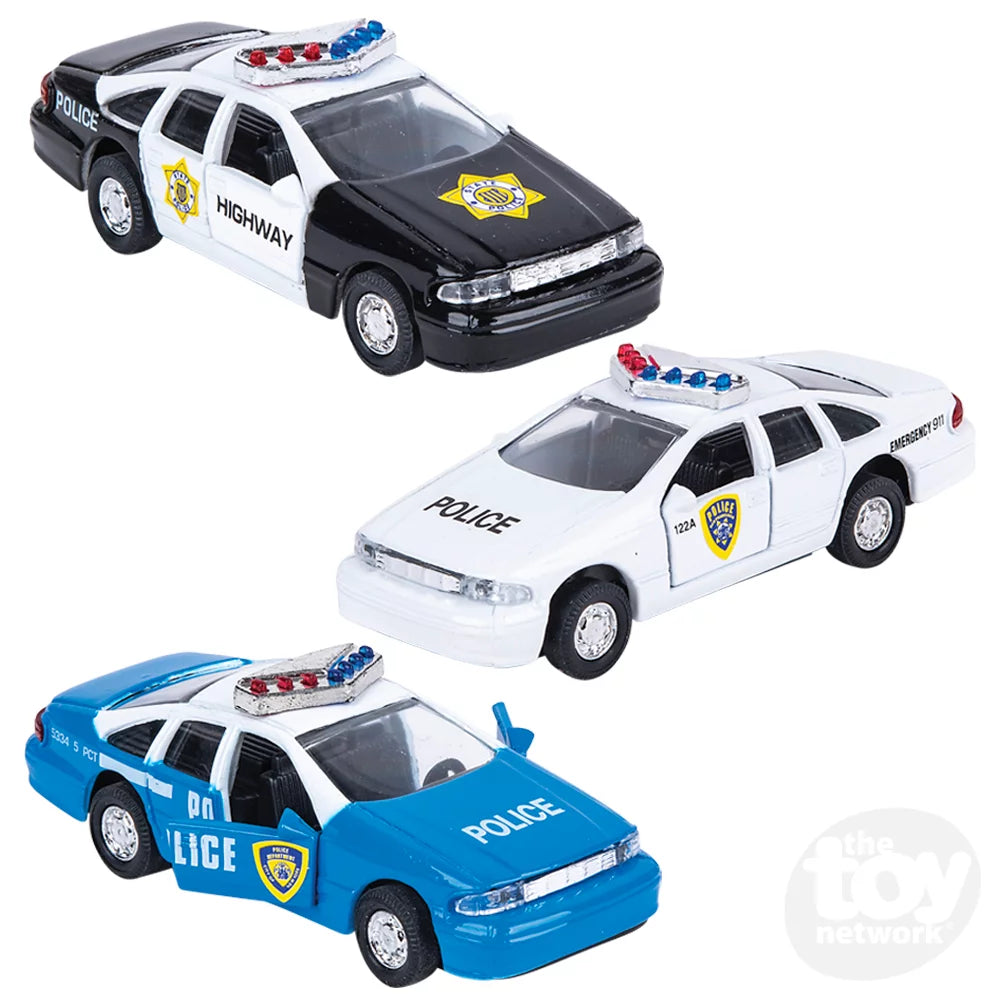 Die-Cast 4.5" Pull Back Police Car / Assorted