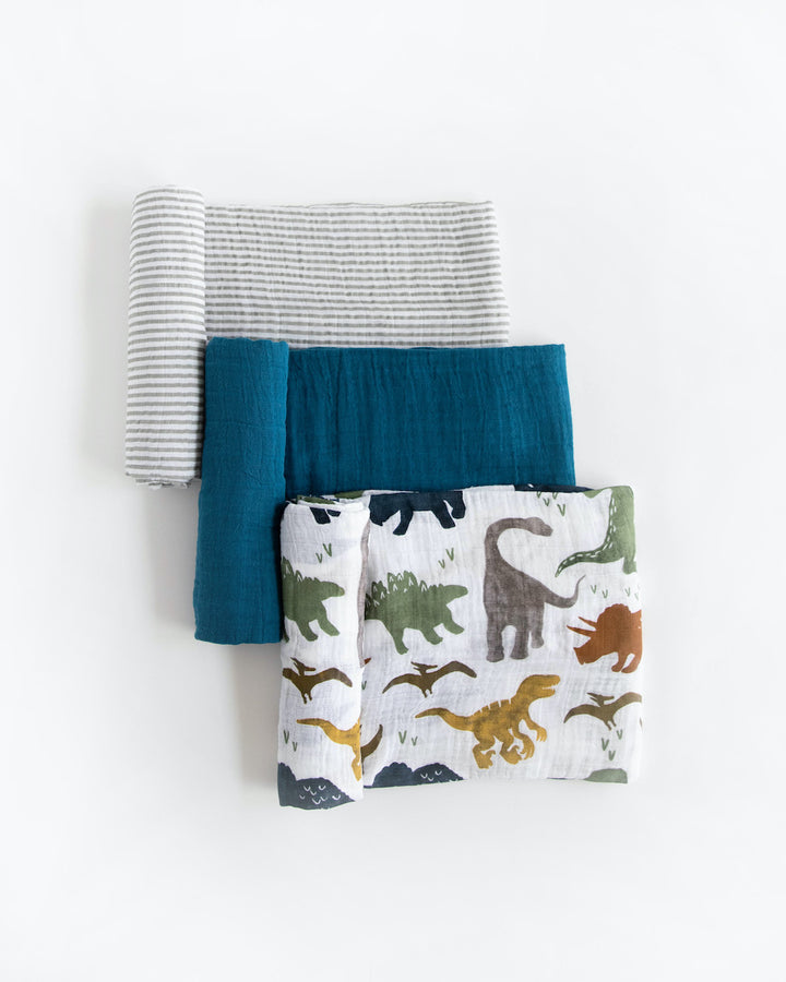 Little Unicorn Cotton Muslin Swaddle Set / Dino Friends