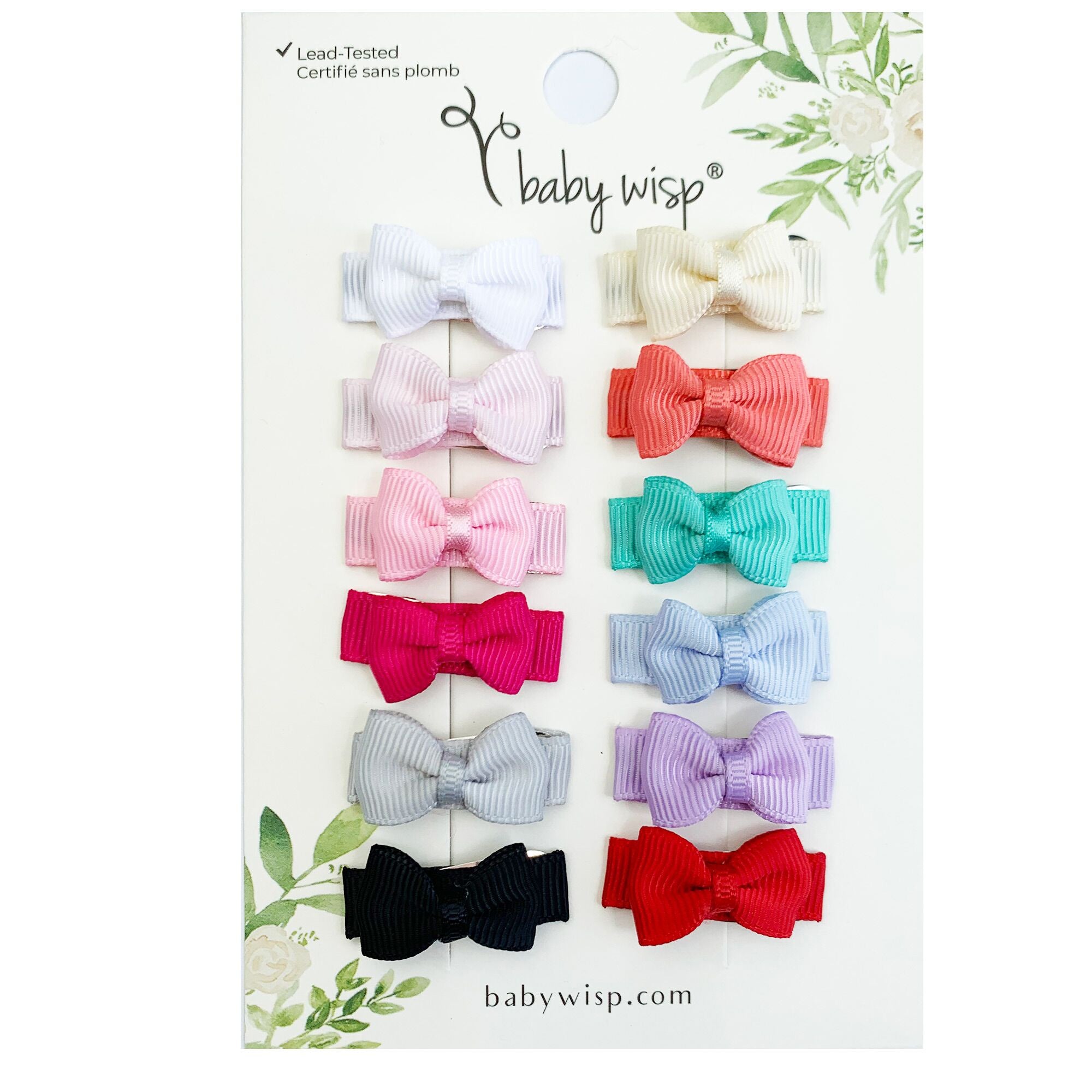 Baby Wisp Tiny Tuxedo Snap Clip Bow Set / 12 Piece - Essentials