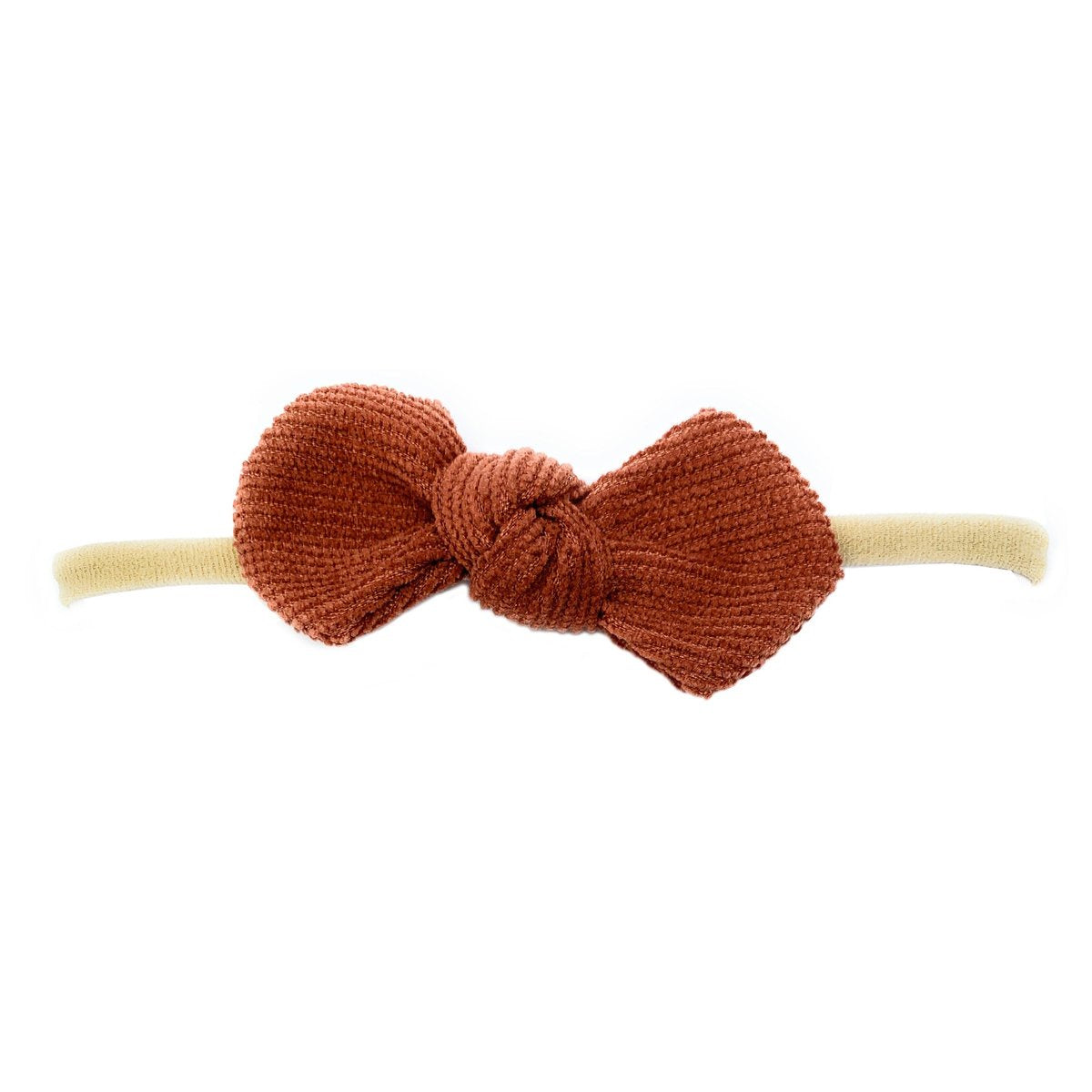 Baby Wisp Cordelia Corduroy Knot Bow Headband / Rust