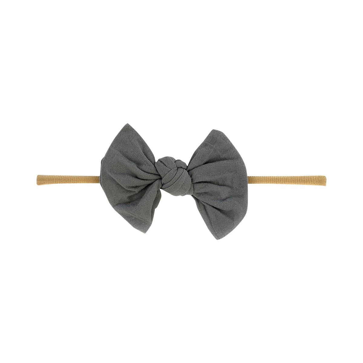 Baby Wisp Nylon Knotted Bow Skinny Headband / Grey