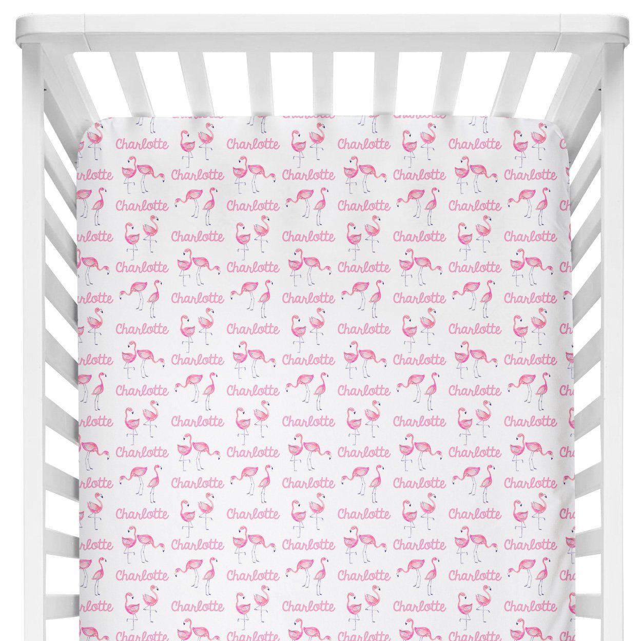 Sugar + Maple Personalized Crib Sheet | Flamingo