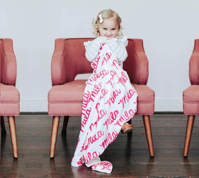 Plush Minky Fleece Personalized Blanket | Repeating Name
