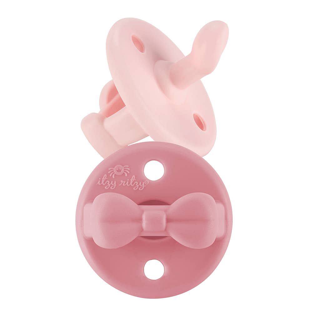 Itzy Ritzy Sweetie Soother Orthodontic Silicone Pacifier Set / Pink Bows - 0-6 Months
