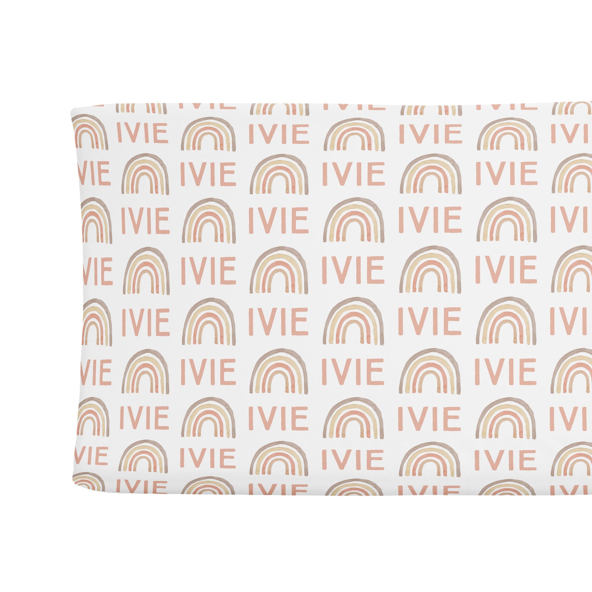 Sugar + Maple Personalized Changing Pad Cover | Rainbow Neutral