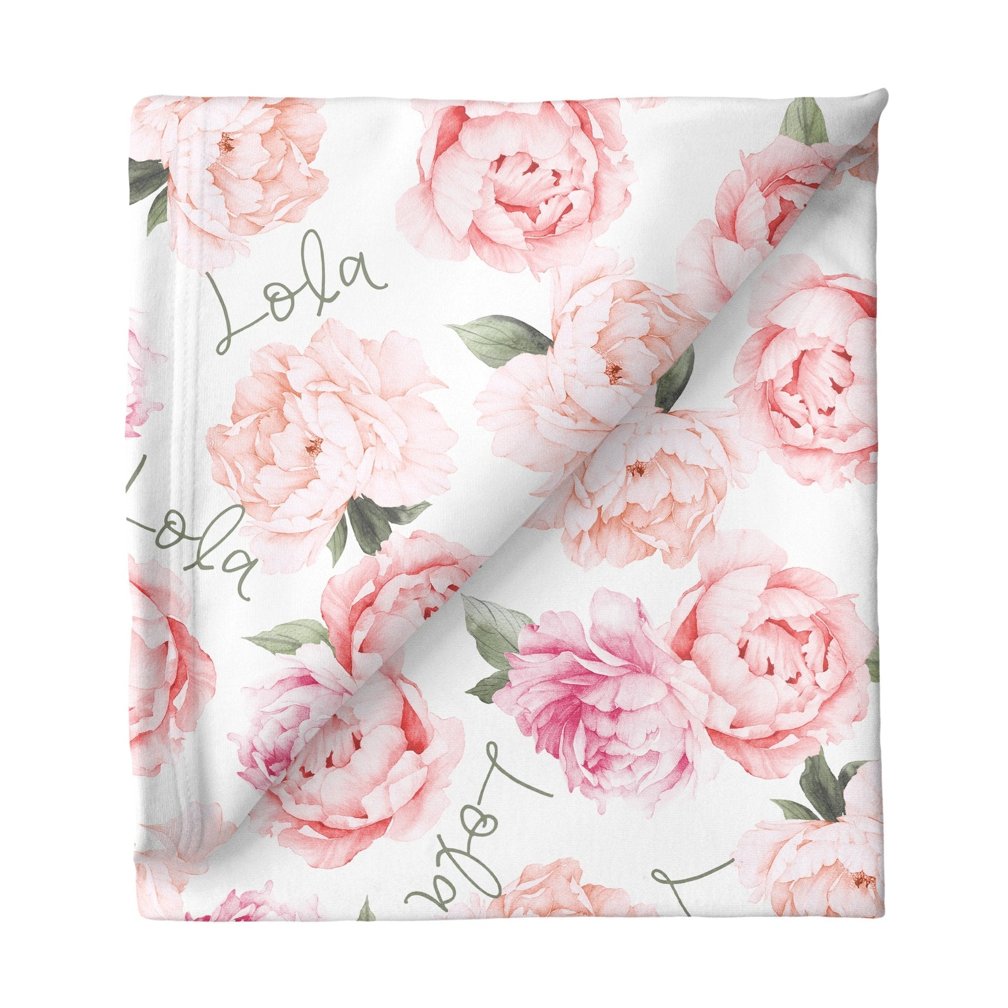 Sugar + Maple Personalized Stretchy Blanket | Peach Peonies