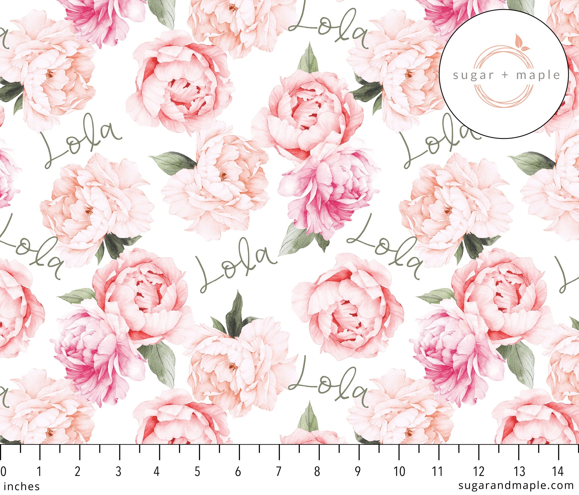 Sugar + Maple Personalized Stretchy Blanket | Peach Peonies