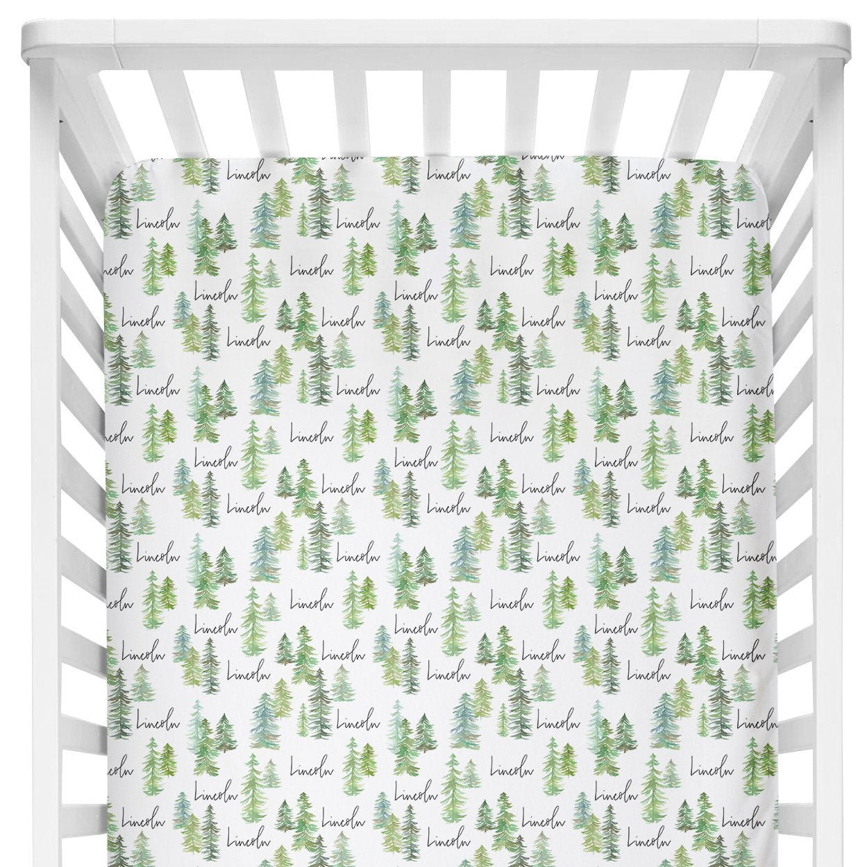 Sugar + Maple Personalized Crib Sheet | Pine Tree