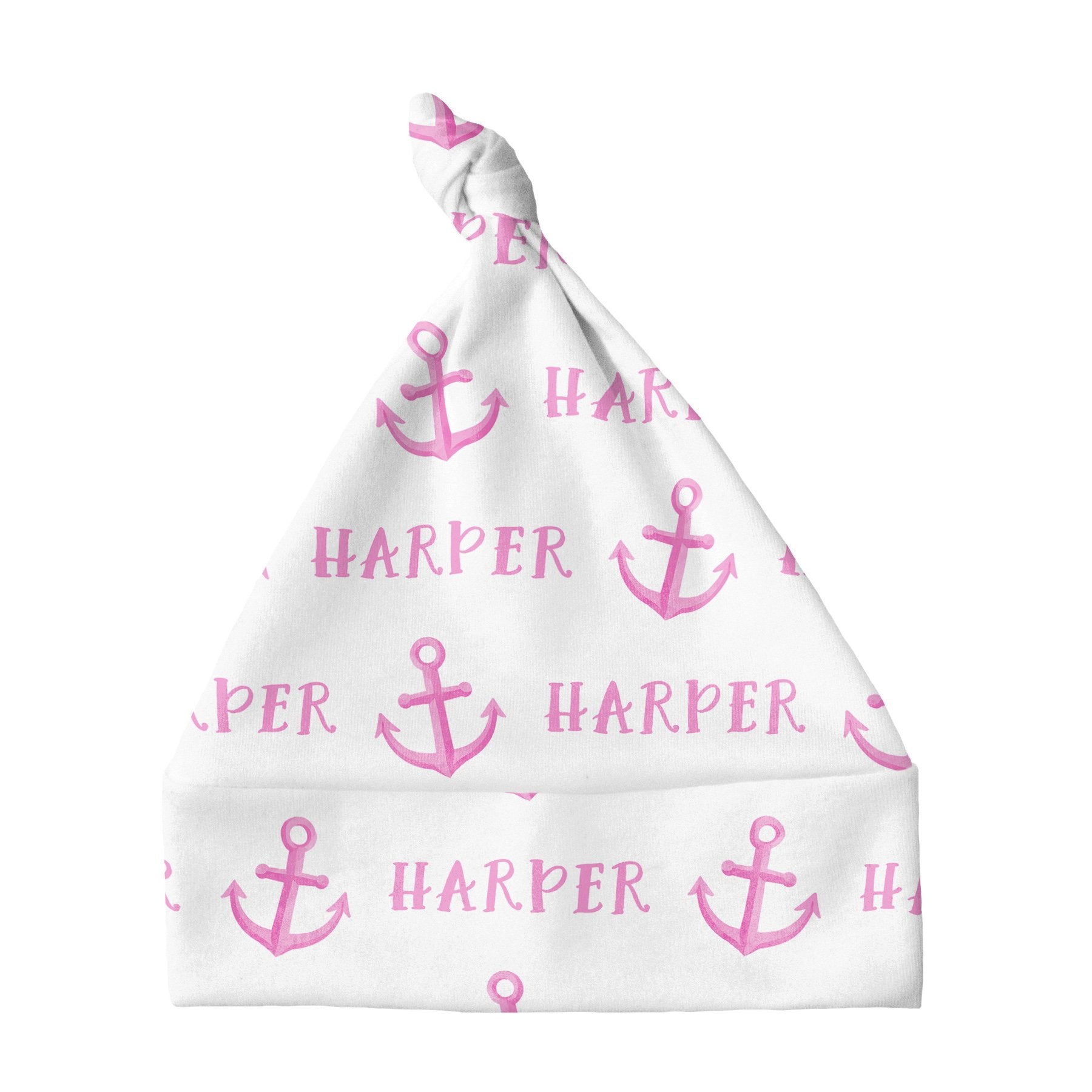 Sugar + Maple Personalized Knotted Baby Hat | Anchor Pink