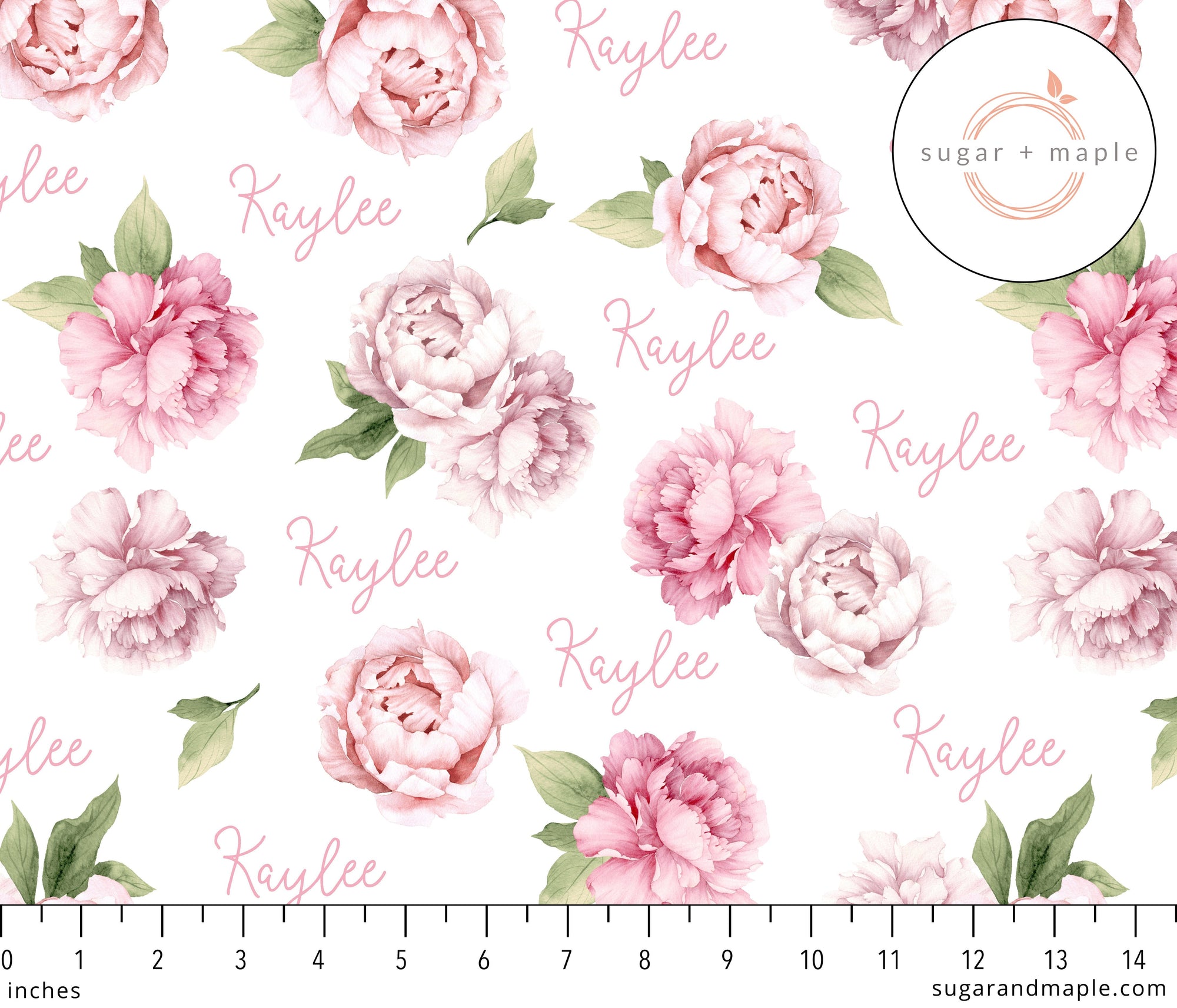 Sugar + Maple Personalized Stretchy Blanket | Pink Peonies