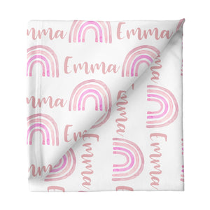 Personalized Stretchy Blanket | Rainbow Pink