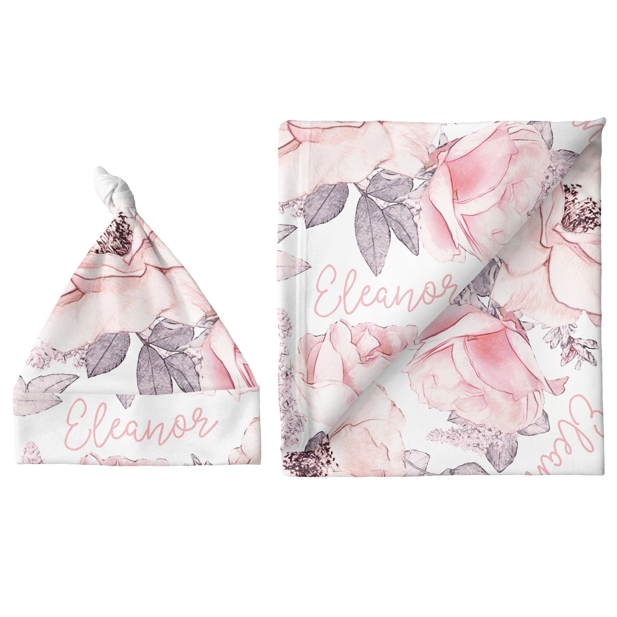 Sugar + Maple Personalized Small Blanket & Hat Set | Wallpaper Floral