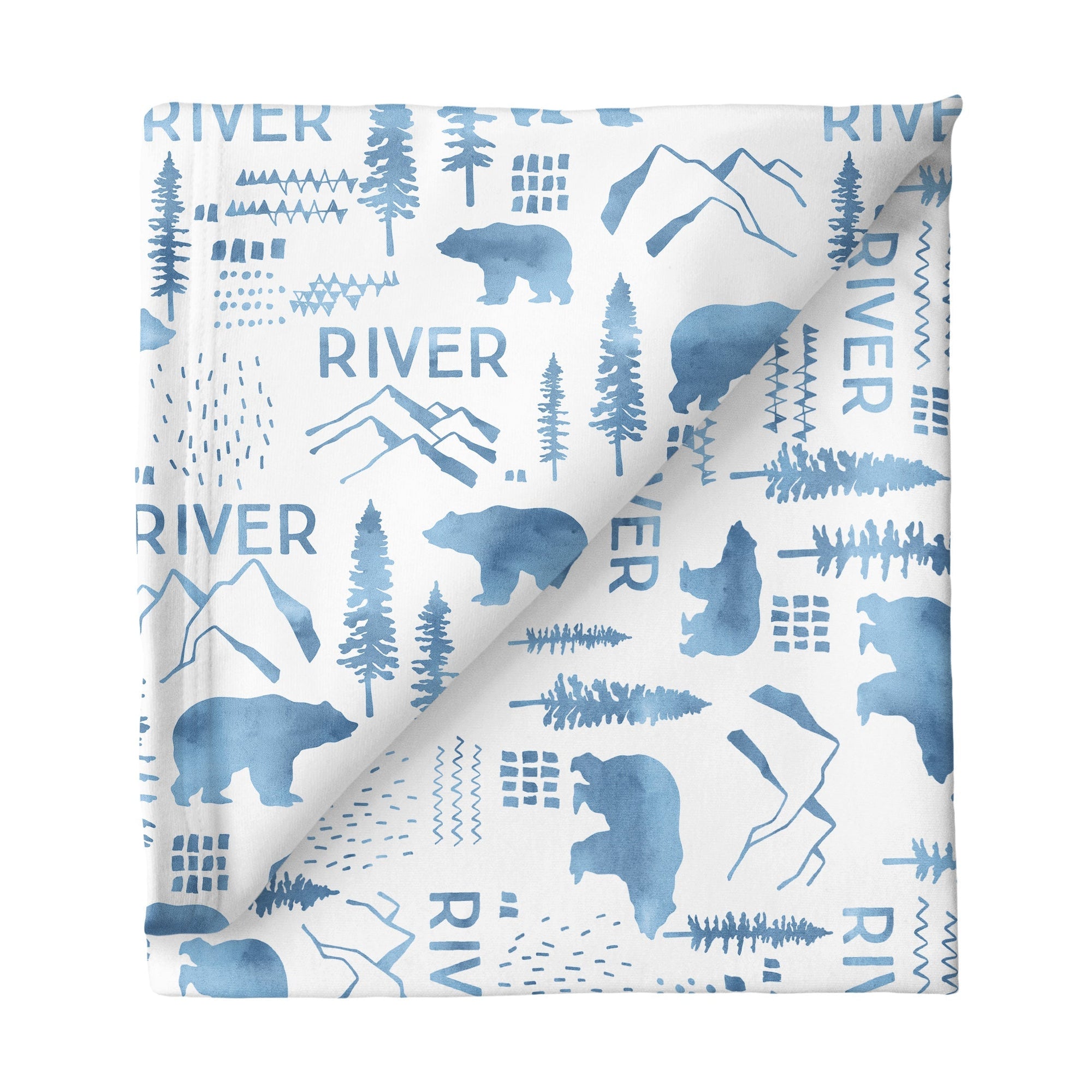 Sugar + Maple Personalized Stretchy Blanket | Woodland Blue